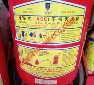 Tem thông tin bình chữa cháy xe đẩy bột ABC 35kg